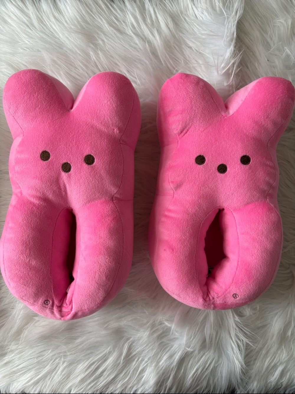 Pink Plush Bunny Slippers